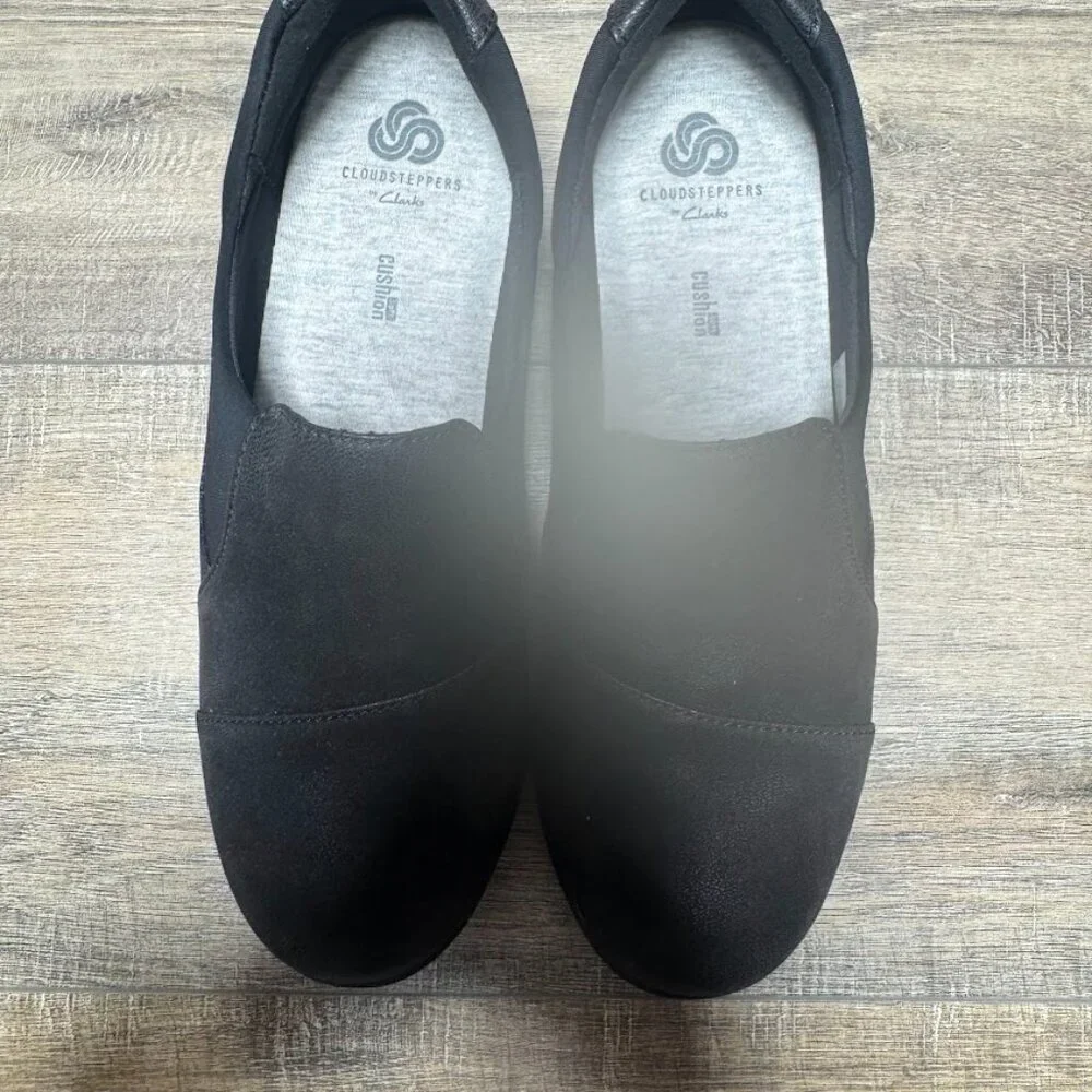 Clarks Cloudsteppers Sillian Paz Black Textile Slip On Loafers Women's Size 10